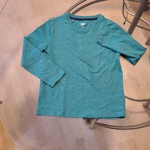 OLD NAVY girl's longsleeve green plain t-shirt Size 6-7